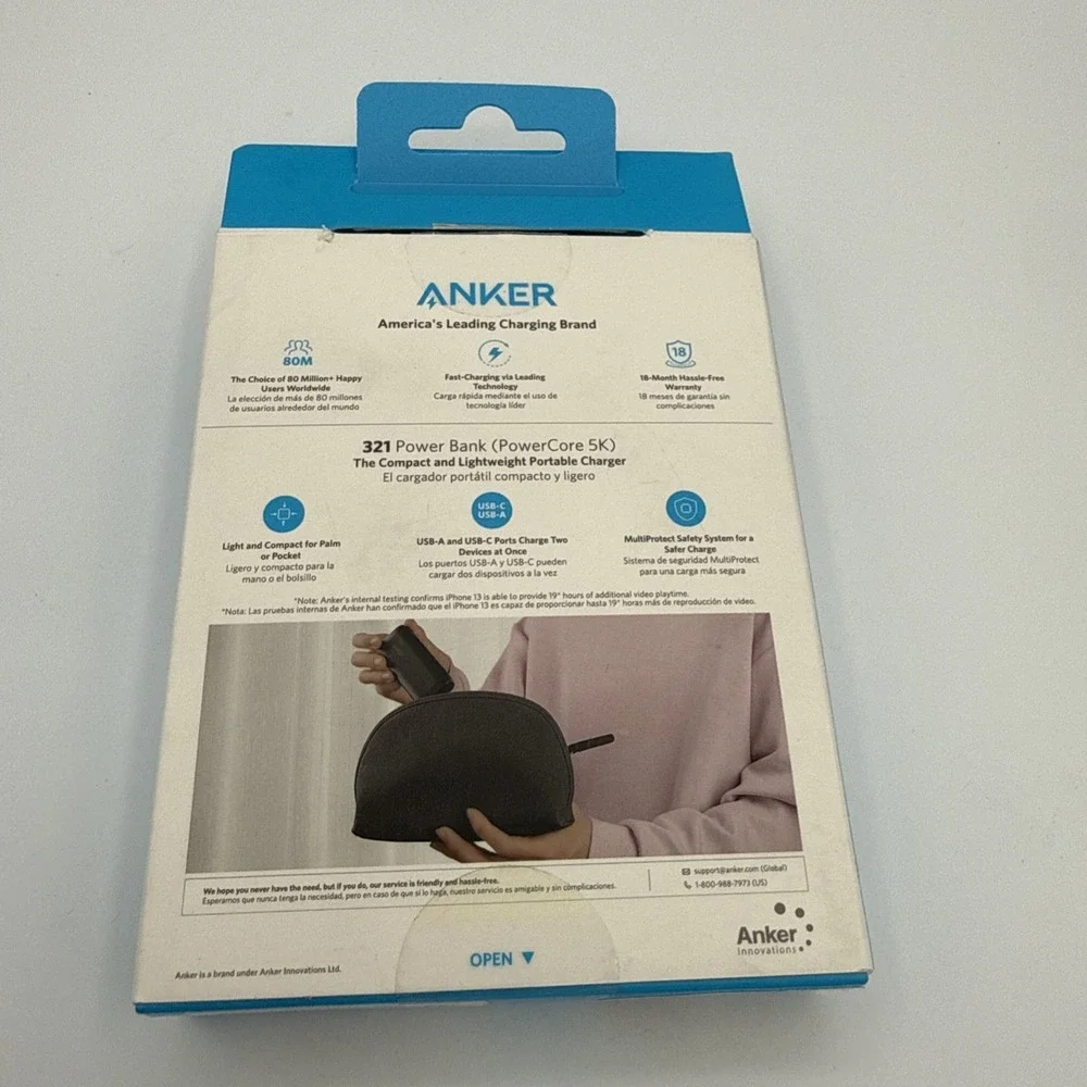 Anker Power Bank - 20,000mAh, 15W, 2-Port - Black - Open Box